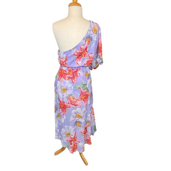 NWT Julia Jordan Floral Print One Shoulder Short Sleeve Asymmetrical Midi SZ 16 - Picture 6 of 13